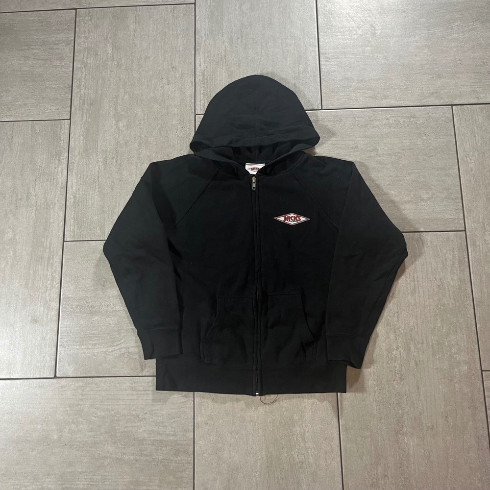 Jacks Surfboards California Graphic Zip Up Hoodie Black Kids Size M 10 12